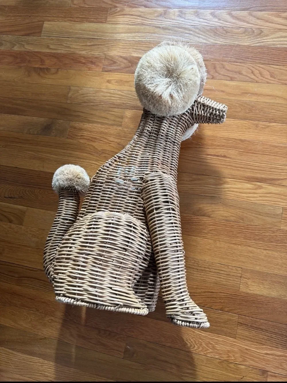 New Anthropologie Poodle Dog Woven Wicker Basket One Size